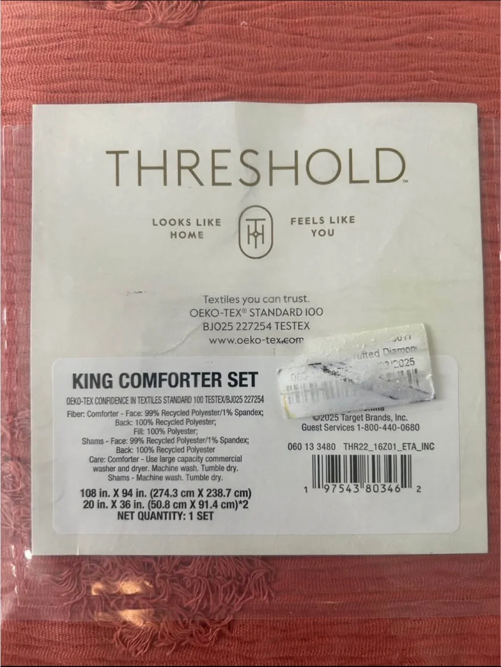 Tufted Diamond Crinkle Comforter and Sham Set - Threshold - King